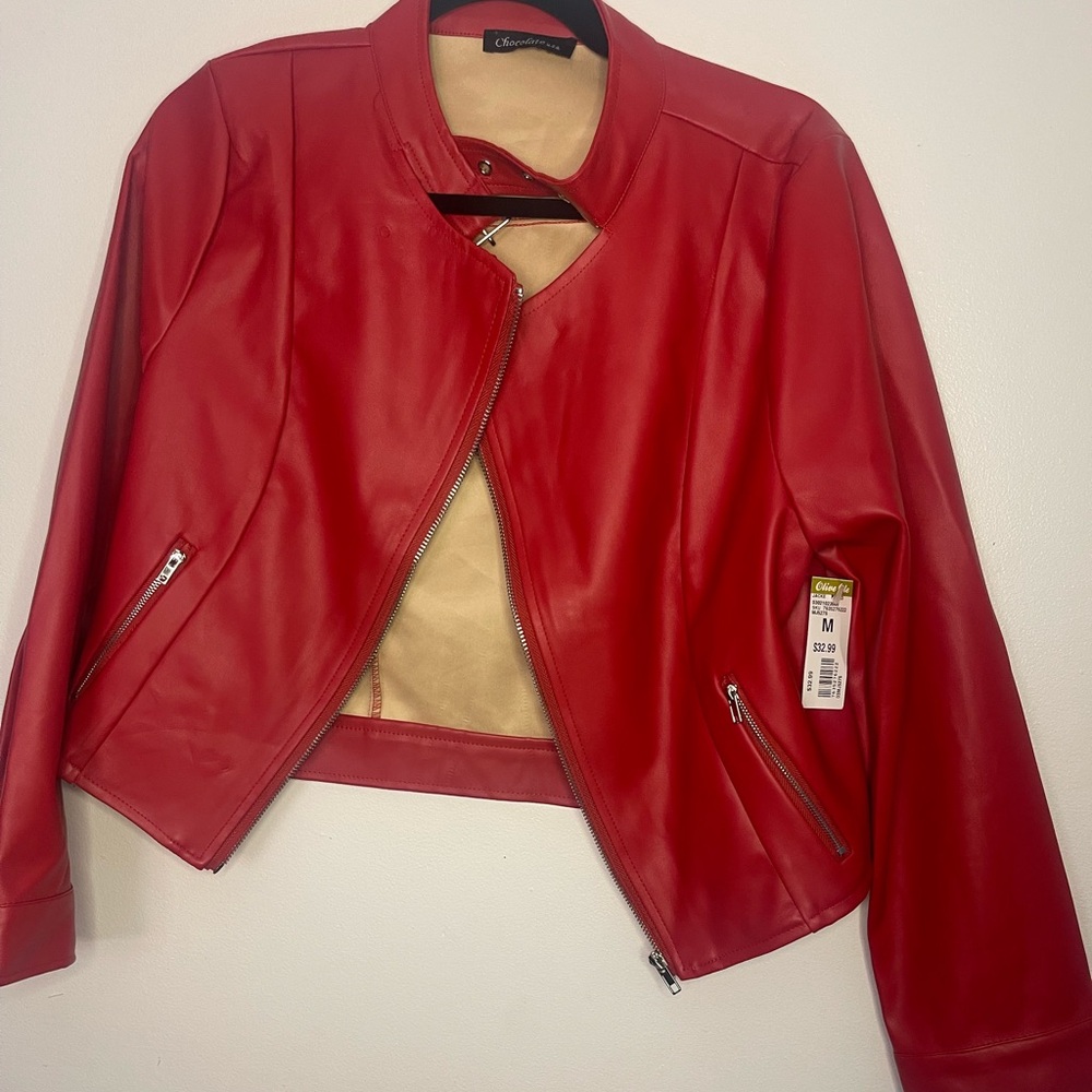 Red leather jacket